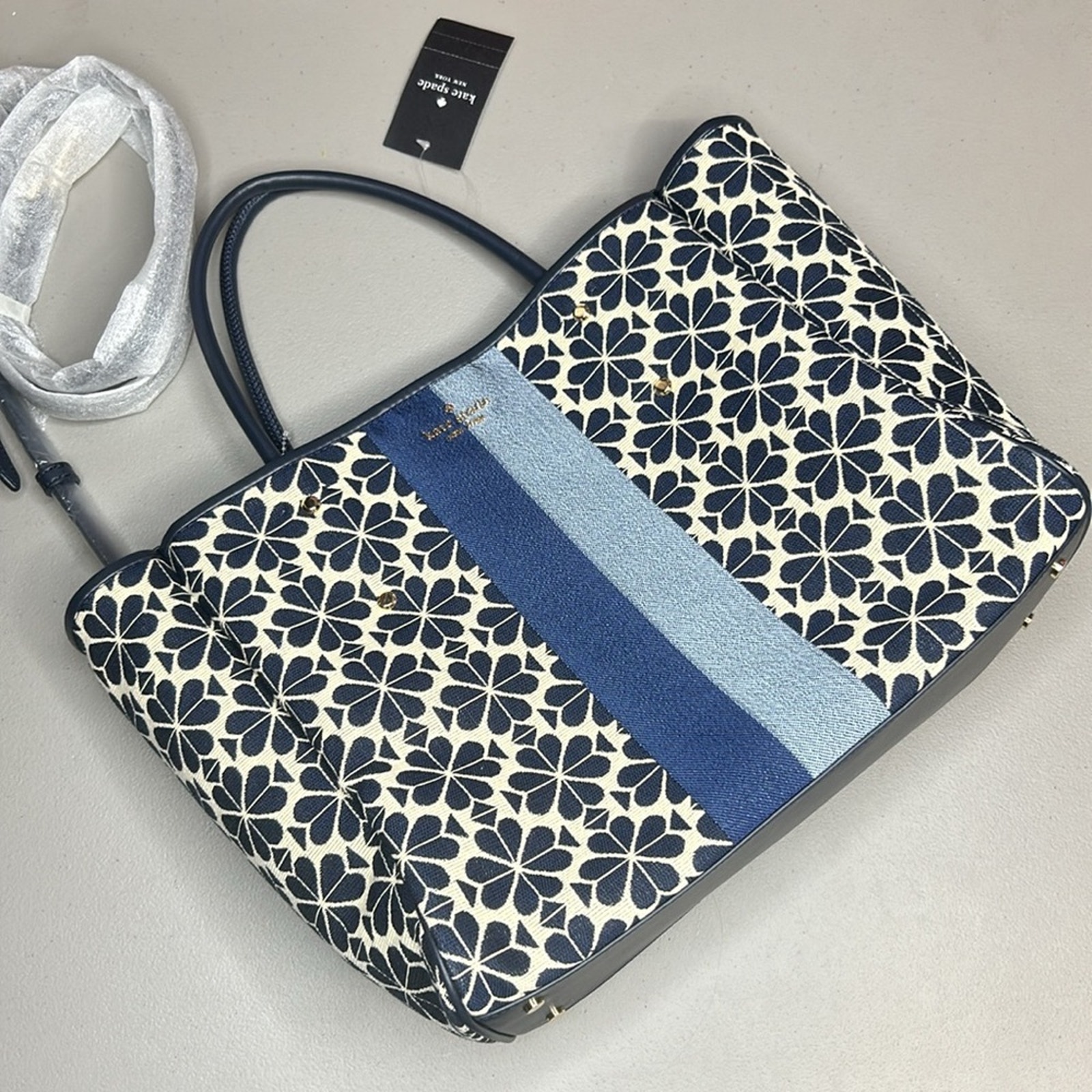 Kate Spade Floral Everything Tote Blue Medium Crossbody Strap & Top Handle Nwt